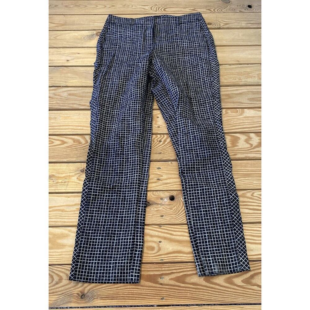 White House Black Market The Slim Check Ankle Dress Pants Size 6L Women's Black